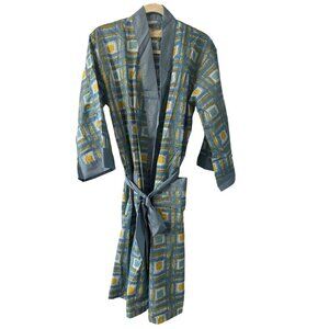 Vintage Designer Original By Fleetway Robe  Blue & Yellow Geometric Print  S